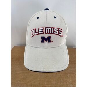 Colosseum Ole Miss Rebels Hat White Navy Colonel Reb Vintage Adjustable Cap VV